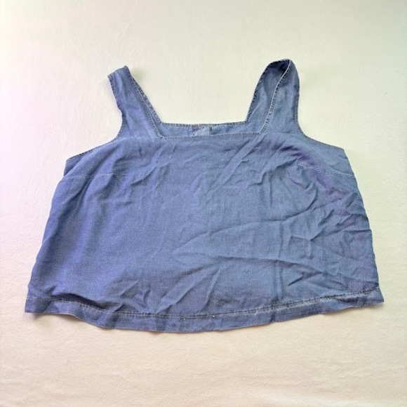torrid Tops - Torrid Button‎ Front Tank Top Womens 1x Blue Denim Cropped Square Neck Festival